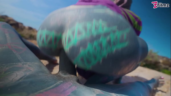 Tattooed girl with pierced pussy gets ANAL fucked outdoors